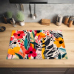 Bloemen - Bladeren - Abstract - Kleurrijk Inductie beschermer vinyl 3mm klein -sfeer5