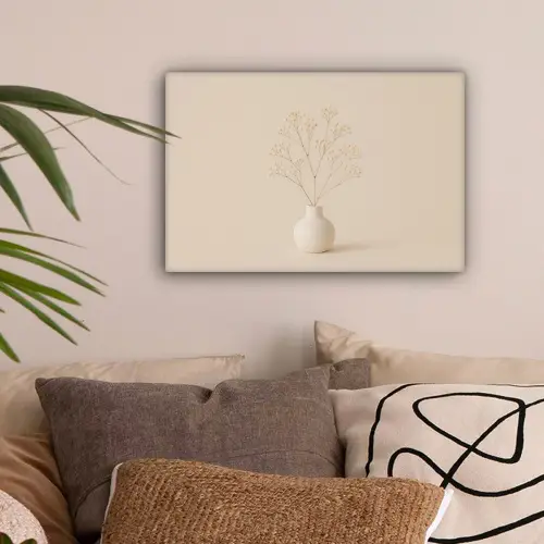Vaas - Takken - Bloemetjes - Wit canvas 2cm klein -sfeer1