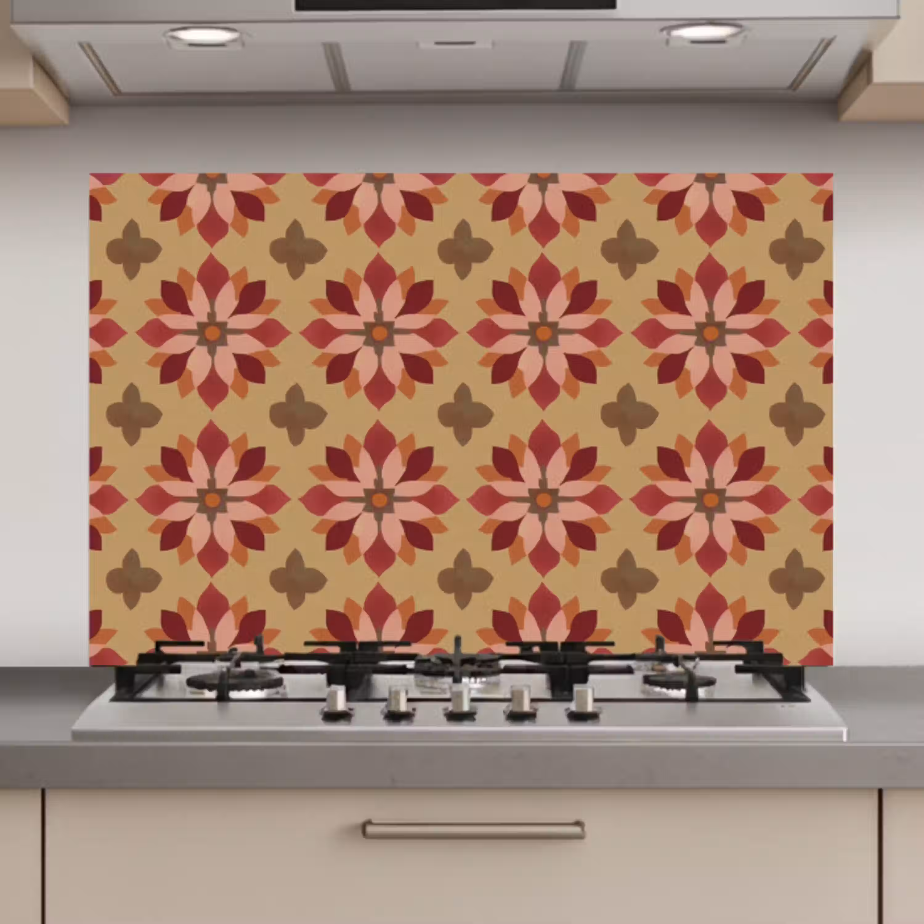 Bloemen - Retro - Groen keuken achterwand spatscherm klein 900 -3d_website