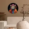 Graffiti - Luipaard - Zwart - Jas Wandcirkel kunststof plaat 5mm dik klein -sfeer1