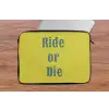 Ride or die - Geel - Blauw laptophoes neopreen klein -tafel