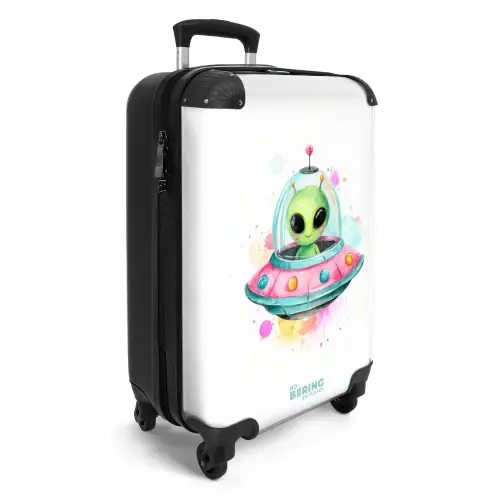 Alien in een kleurrijke ufo NBS - Handbagage koffer - Kinderen Unisex middel -productfoto_3d