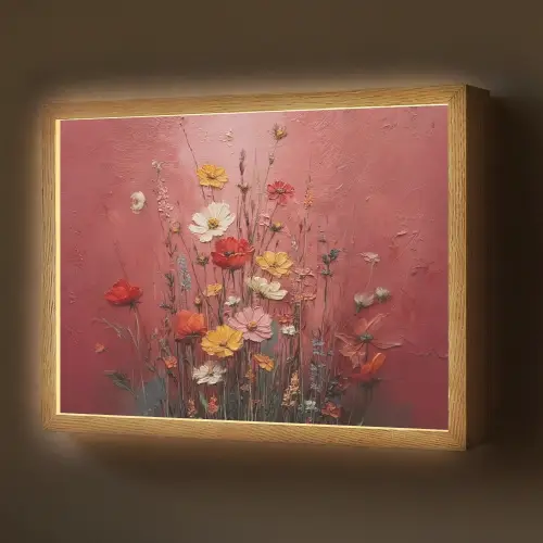 Bloemenboeket - Diepte - Tastbare textuur Light Box met batterij (Wandlamp) middel -z3d_website