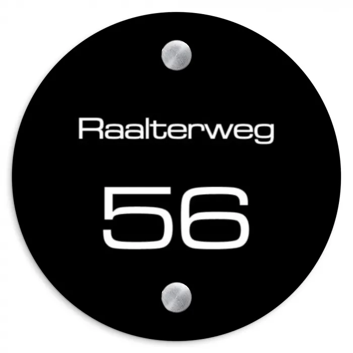Effen - Zwart - Modern Naambord Rond klein -3d