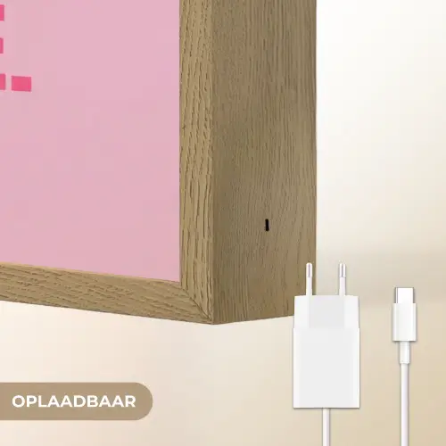 Tekst - Modern - Roze Light Box met batterij (Wandlamp) middel -USP_websiteoplaadbaarNL
