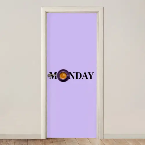 Maandag - Mok - Koffie - Paars deurposter klein -3d_beige