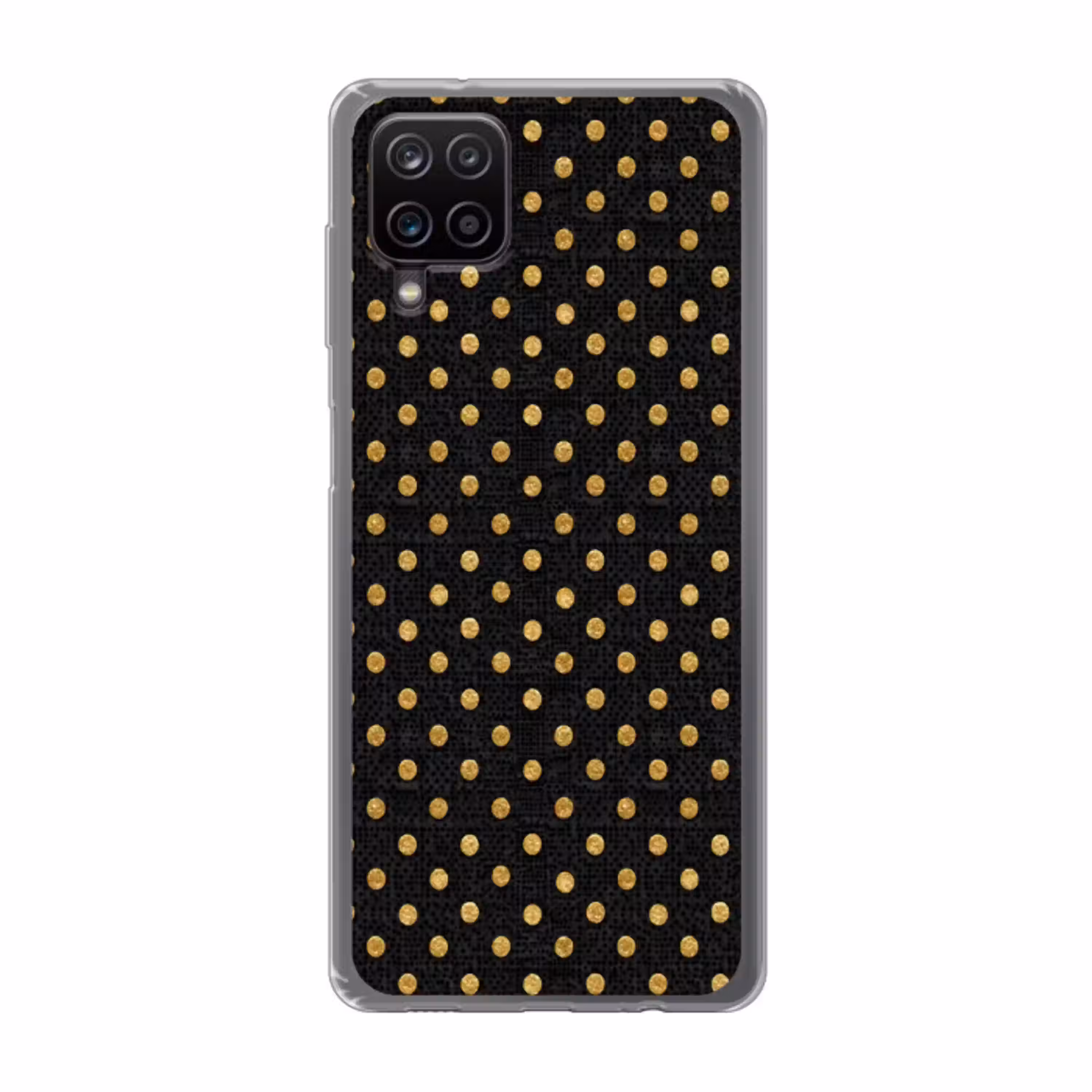Polka Dot - Stippen - Goud - Zwart Telefoonhoesje Samsung Galaxy A12 klein 372 -3d