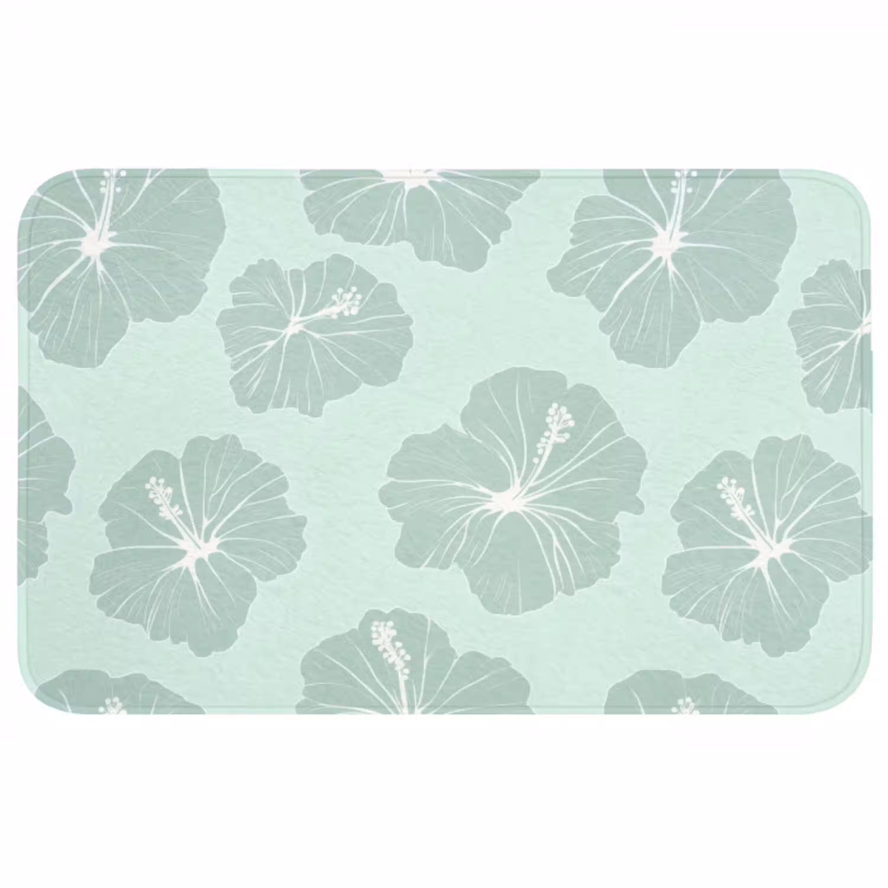 Bloemen - Hibiscus - Mint Badmat middel 997 -3d