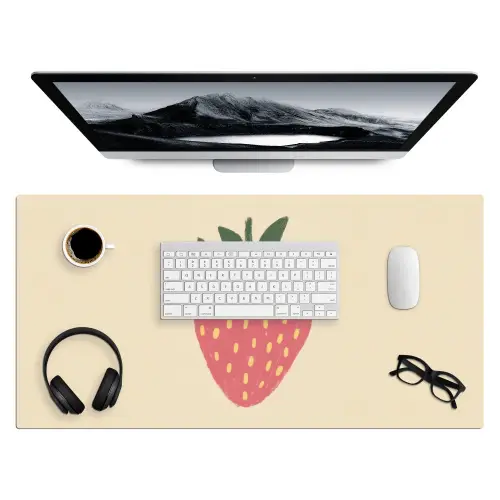 Aardbei - Minimalistisch - Rood - Fruit Muismat XXL klein -3d