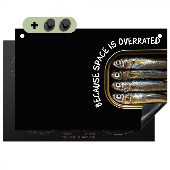 Sardines - Tekst - Vis - Blik Inductie beschemer met haakjes klein -3d