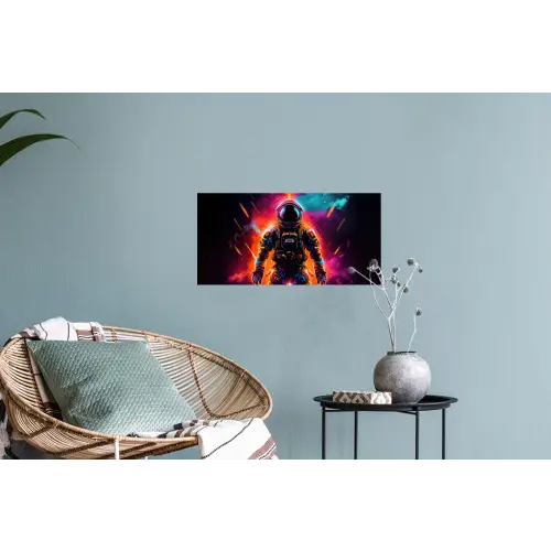 Astronaut - Neon - Gaming - Ruimte Muursticker klein -plant