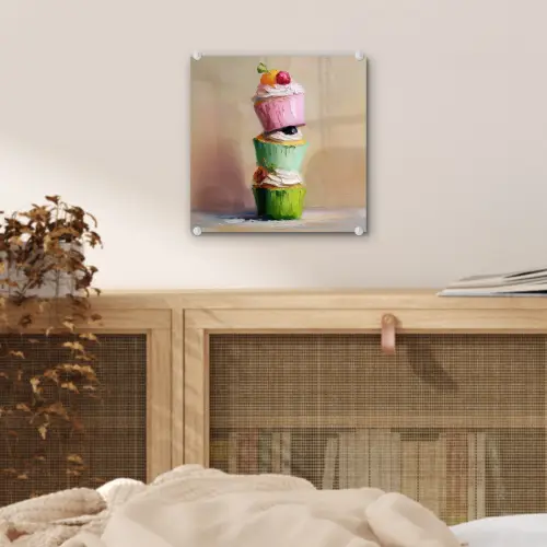 Cupcakes - Gestapeld - Kleurrijk - Fruit plexiglas 5mm klein -sfeer4