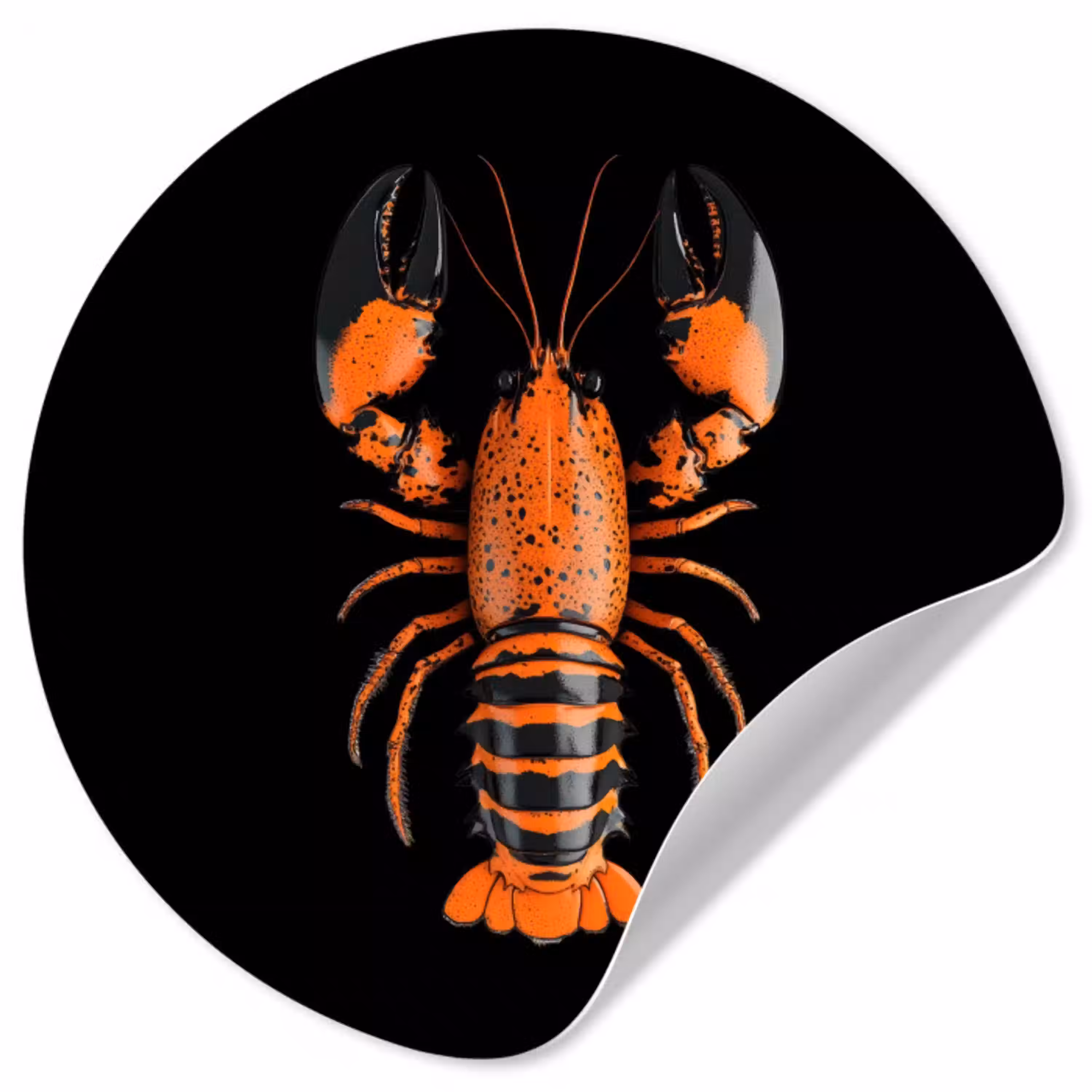 Kreeft - Oranje - Zwart - Modern Wandcirkel behangsticker klein -3d