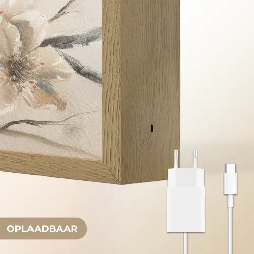 Bloemen - Natuur - Wit - Bloesem - Abstract Light Box met batterij (Wandlamp) middel -USP_websiteoplaadbaarNL