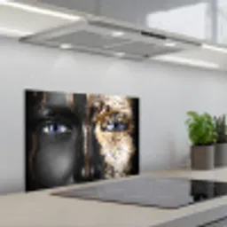 Vrouw - Bladgoud - Zwart - Goud - Luxe keuken achterwand spatscherm klein -3d_schuin
