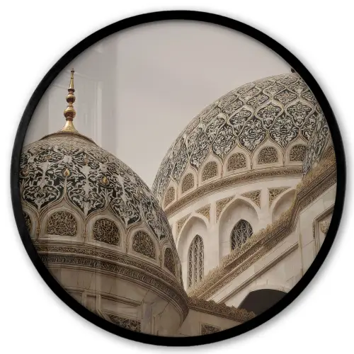 Mozaïekkoepels - Gouden spitsen - Islamitisch Fotolijst rond zonder passe partout klein -3d