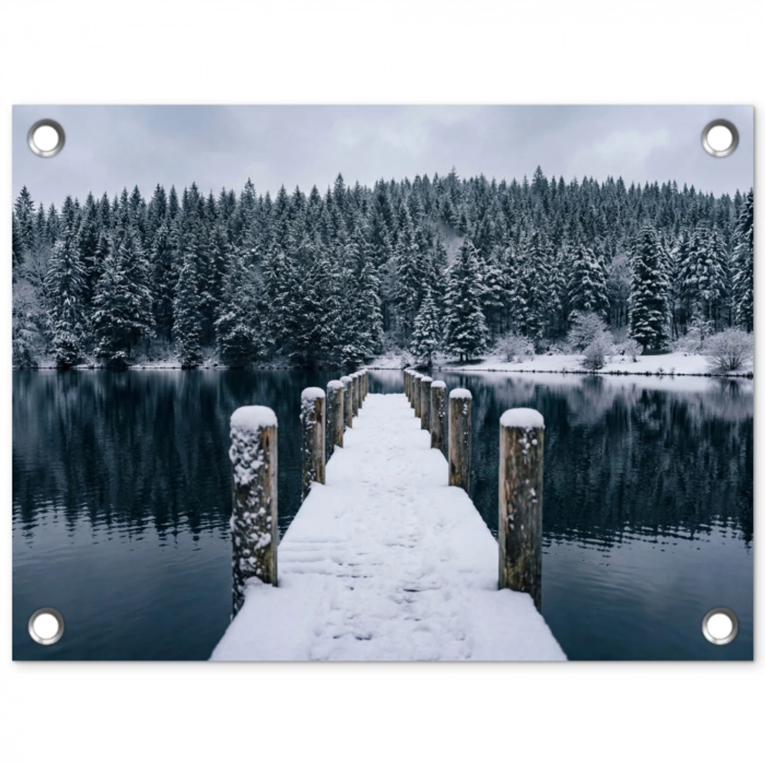 Steiger - Meer - Sneeuw - Bergen - Rustgevend tuinposter los doek klein -3d