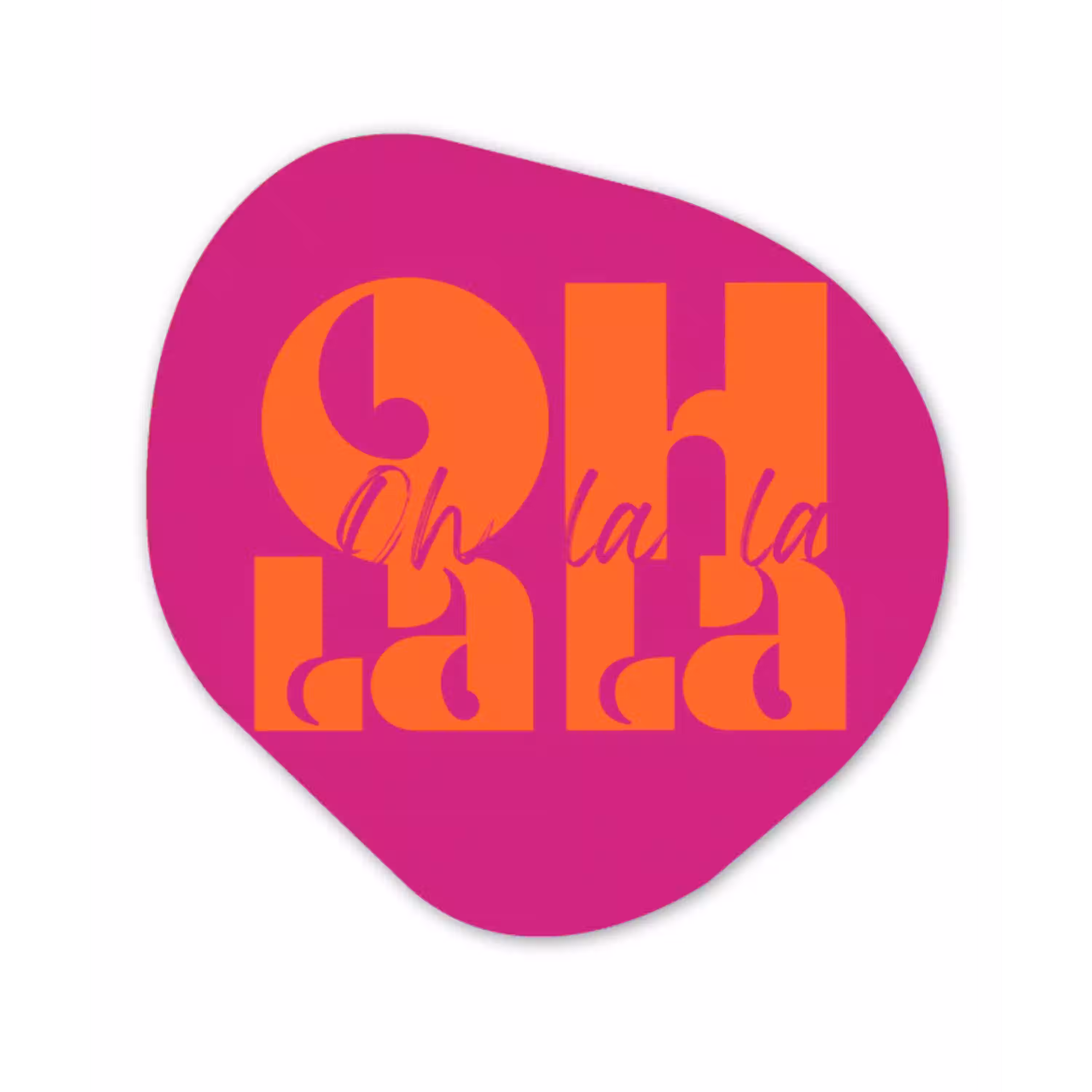 Oh la la - Roze - Oranje - Gestapelde letters Wandcirkel Organisch Forex 3mm klein -3d