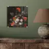 Stilleven met bloemen en een horloge - Schilderij van Abraham Mignon plexiglas 5mm klein -sfeer3