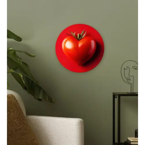 Tomaat - Rood - Hart Wandcirkel kunststof plaat 5mm dik klein -sfeer3
