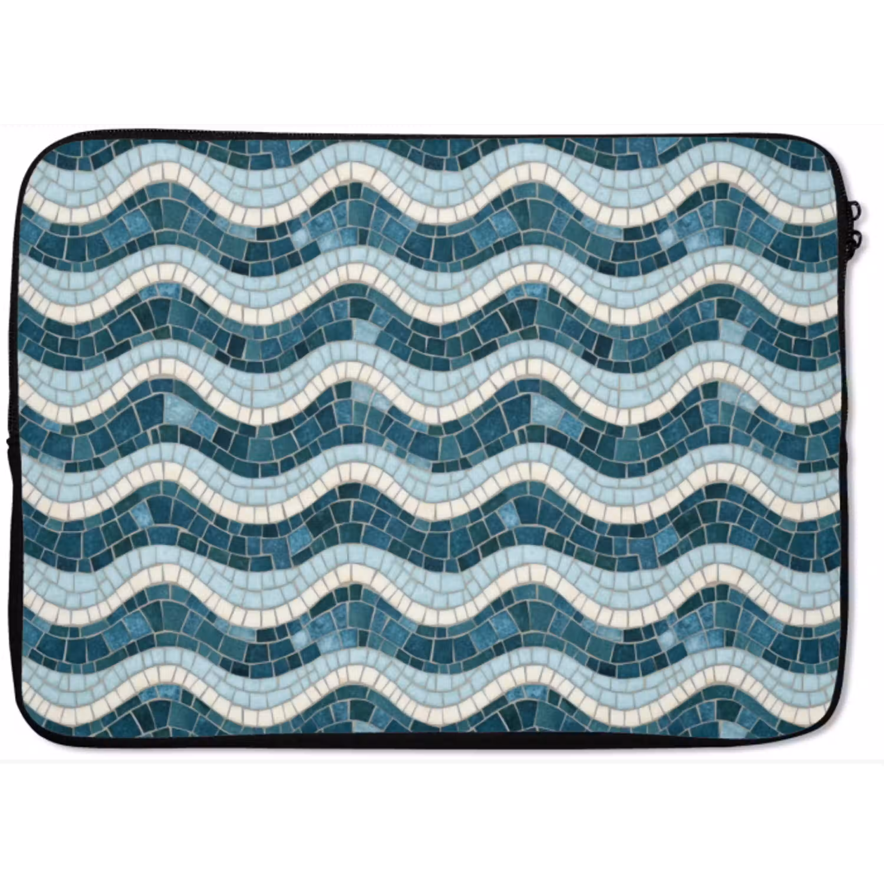 Blauw - Wit - Mozaïek - Golvend laptophoes neopreen klein 279 -zkaufland3dotto