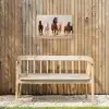 Kudde paarden - Stofwolk - Bruin - Zwart Tuinposter op houten frame 2 cm dik klein -sfeer4
