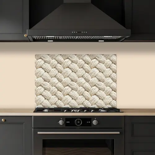 Touw - Gebreid - Beige keuken achterwand spatscherm klein 900 -sfeer1
