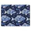 Vissen - Bloemen - Blauw muismat rubber klein 262 -3d