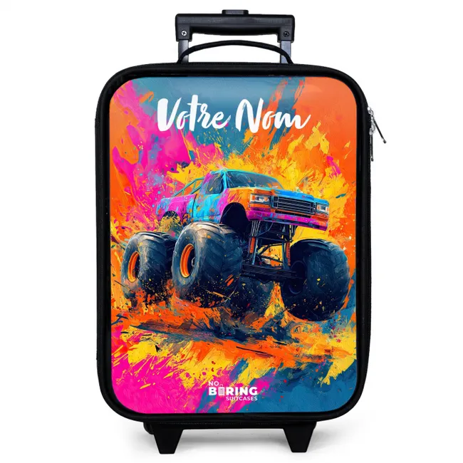 Valise enfant avec nom - Camion monstre - Abstrait - Éclaboussures de peinture - Coloré