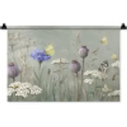 Vlinders - Wildbloemen - Illustratie - Kleurrijk Wandkleed katoen klein -zz3d