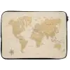 Wereldkaart - Realistisch - Beige laptophoes neopreen klein -zkaufland3dotto