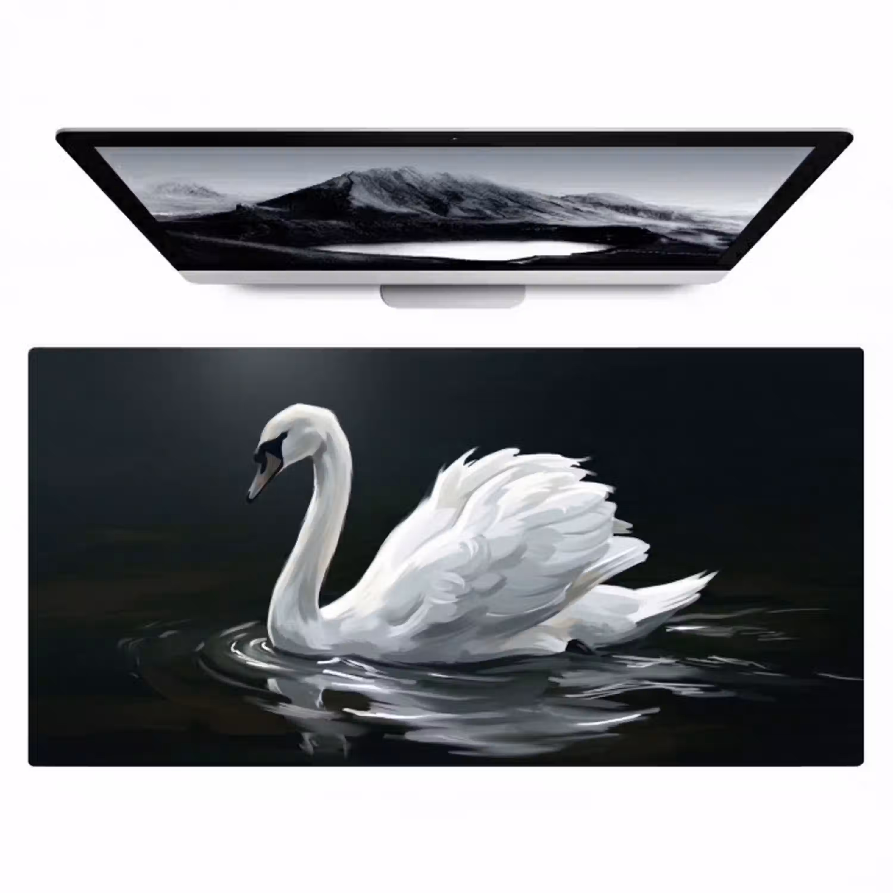 Zwaan - Water - Natuur - Realistisch - Wit Muismat XXL klein -zzz3d