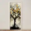 Boom - Abstract - Beige - Goud - Zwart deurposter klein -3d_beige