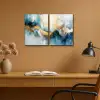 Blauw - Abstract - Wit - Goud - Verf Canvas - Meerluiken 2 luik klein -sfeer5