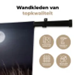 Kerkuil - Maan - Nacht Wandkleed katoen middel -sfeer2