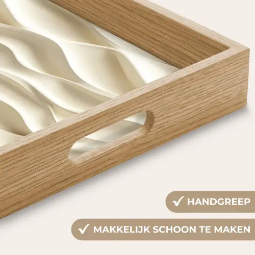 Lijnen - Golvend - Crème Dienblad Rechthoek middel 911 -USP_HandgreepNL
