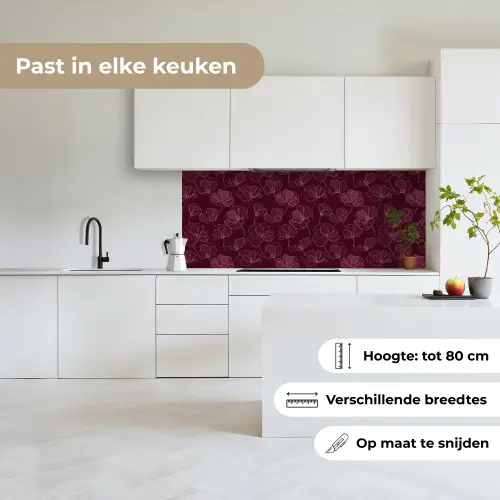 Bloemen - Patroon - Bordeauxrood keuken achterwand 2 middel 871 -sfeer4_NL