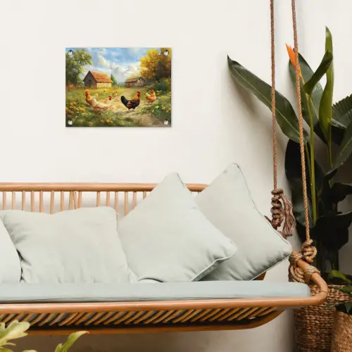 Kippen - Landelijke rust - Natuur tuinposter los doek klein -sfeer7