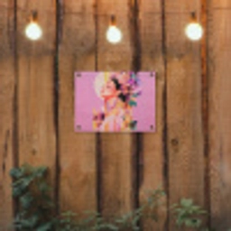 Vrouw - Bloemen - Paars - Abstract tuinposter los doek klein -sfeer1