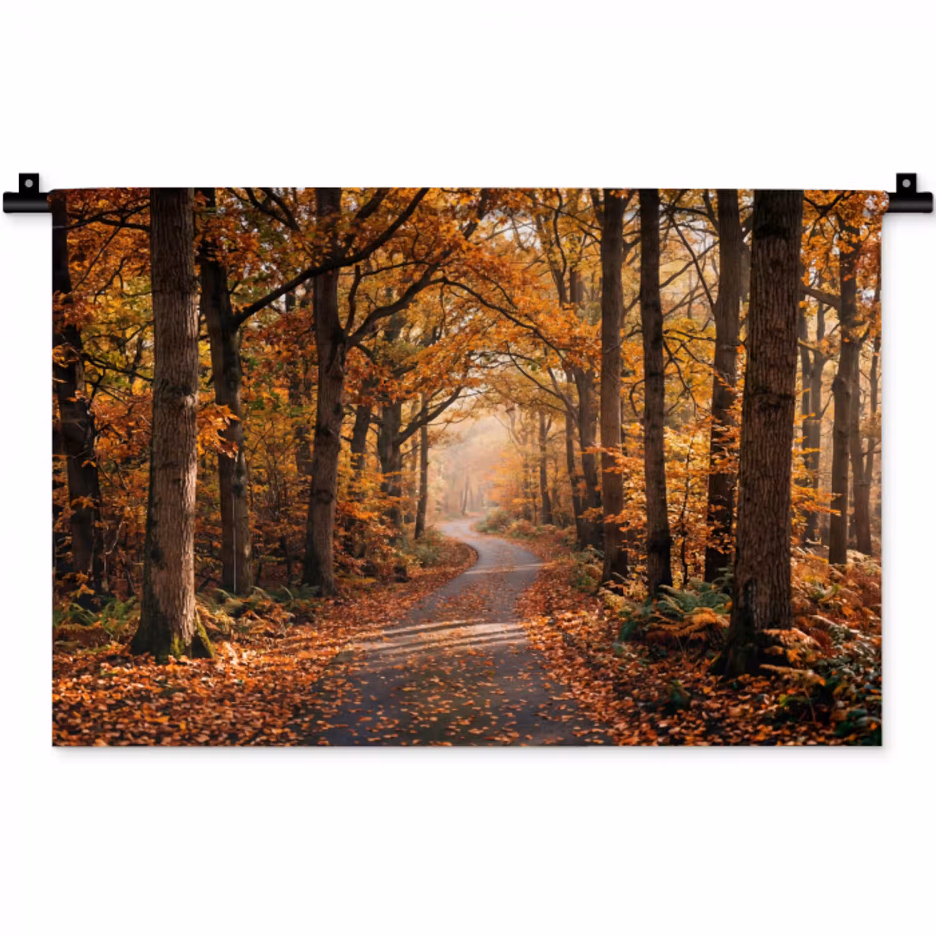 Bospad - Herfstbos - Bladeren - Oranje - Nostalgisch Wandkleed katoen klein -zz3d