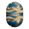 Berg - Rivier - Zonsondergang Wandcirkel Ovaal Glas middel -3d