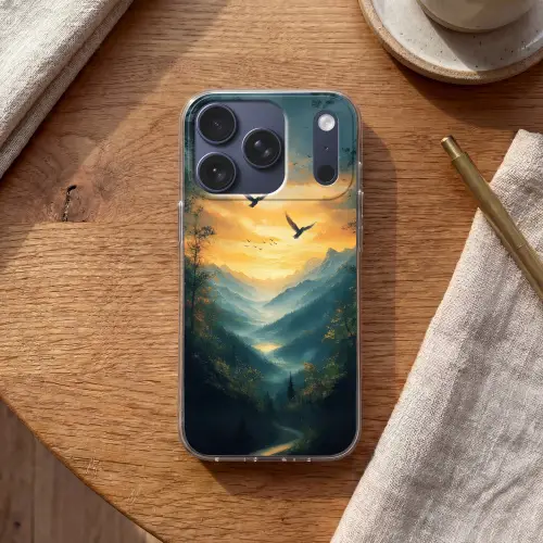 Vogels - Zon - Bomen - Groen Telefoonhoesje iPhone 17 Pro klein -sfeer1