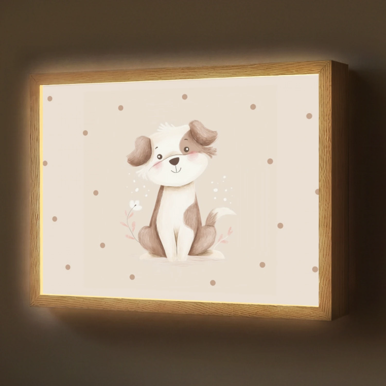 Hond - Gevlekt - Bruin - Stippen Light Box met batterij (Wandlamp) middel -z3d_website