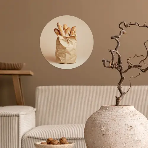 Baguette - Brood - Stokbrood - Beige Wandcirkel behangsticker klein -sfeer1