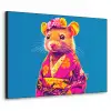 Muis - Kimono - Bloemen - Blauw Textielframe zwart klein -3d