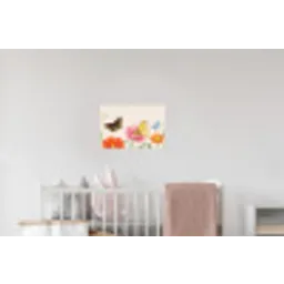 Vlinders - Klaprozen - Illustratie - Kleurrijk Muursticker klein -kinderkamer