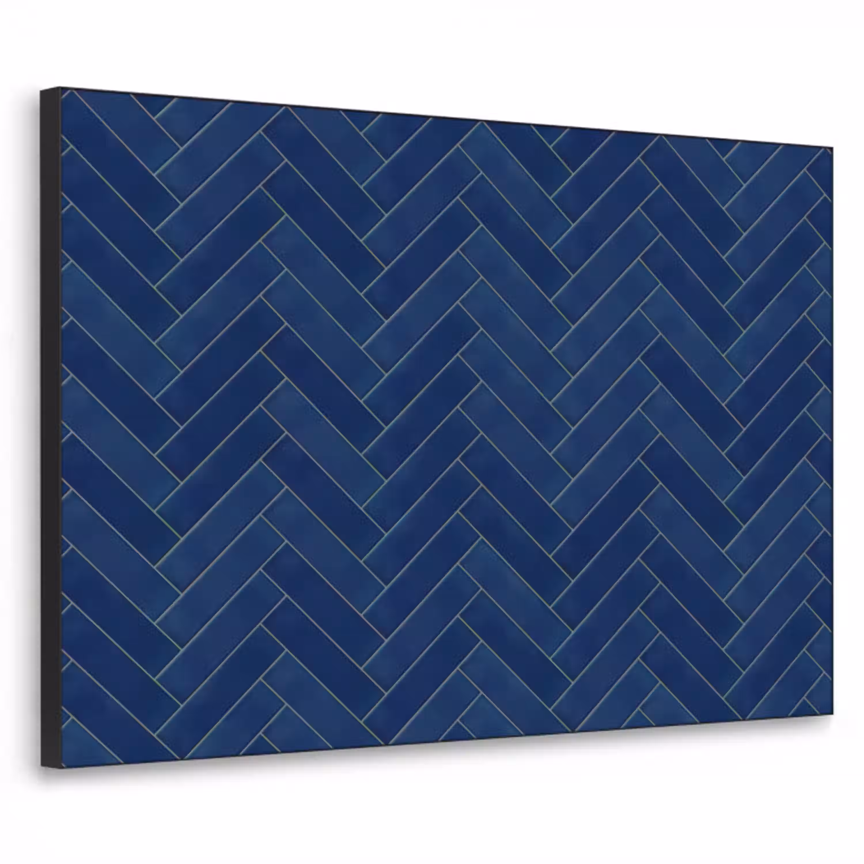 Visgraat - Wandtegel - Donkerblauw - Navy Blue Textielframe zwart klein 947 -3d