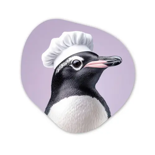 Pinguïn - Koksmuts - Lief - Paars Wandcirkel Organisch Aluminium middel -3d