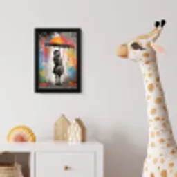 Meisje - Kunst - Paraplu - Graffiti - Kleuren - Muur fotolijst zwart zonder passe partout klein -usfeer4_kinderkamer