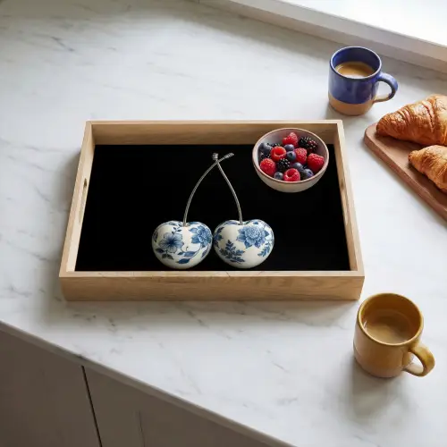 Kersen - Delfts blauw - Fruit Dienblad Rechthoek middel -sfeer2